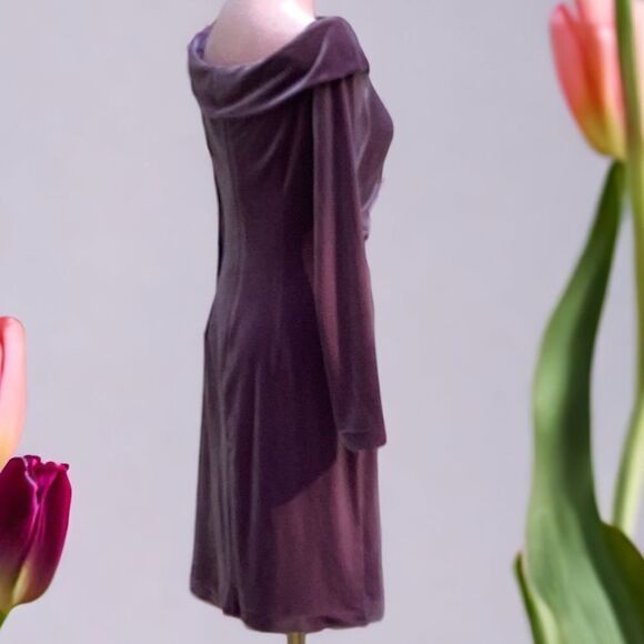 ELIZA J NWT WOMENS LIGHT PURPLE VELVET DRESS OFF THE SHOULDER SIZE 6 - Picture 5 of 8